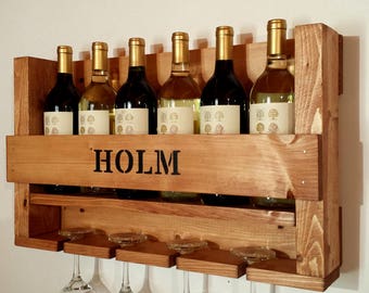 Wine Rack, Wine Rack Wall Mounted, Personalized Wine Rack, Hand-painted Wine Rack, Rustic Wine Rack, Handmade Wine Rack, Rustic Wall Decor