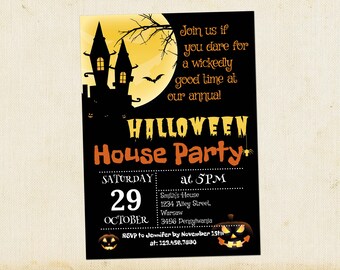 Halloween Invitation, Printable Halloween Party Invitation, Halloween House Party, Self Editable PDF Instant Download House Party Printable