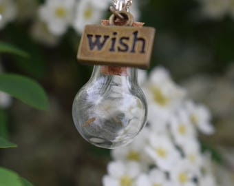 Dandelion Necklace Jewelry / Terrarium Necklace / Nature Jewelry / Birthday Gift / Unique Miniature Glass Bottle Charm/ FREE SHIPPING :)