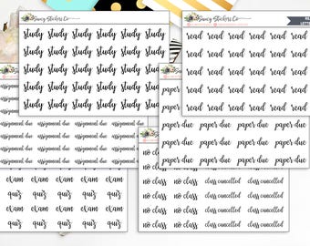School Lettering Planner Stickers | for use with Erin Condren Lifeplanner™, Filofax, Personal, A5, Happy Planner