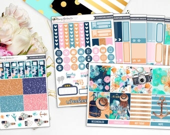 Adventure Awaits Full Weekly Planner Sticker Kit | for use with Erin Condren Lifeplanner™, Filofax, Personal, A5, Happy Planner