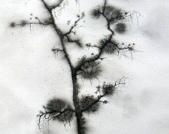 Encres sur papier "Arbre" - Oeuvre originale - Encre noire - Art abstrait contemporain