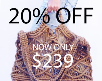 Market Bag, Beach Bag, Beach Tote, Macramé, New, Handmade, Boho Chic, 1970's, Vegan Bag, Jute Bag, Summer Accessory, Carryall, Shoulder Bag