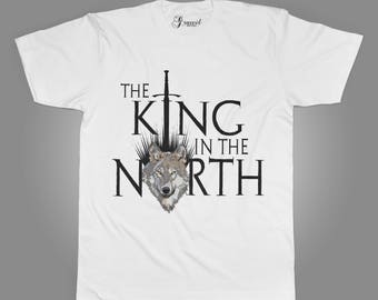 The king in the North - Men's T-shirt - Thrones - Medieval - Fantasy shirt - the North Remembers - Wolf - Sword