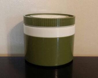 Thermos Insulated Jar. Approximately 1 cup capacity. Model 115/3. Olive green color.