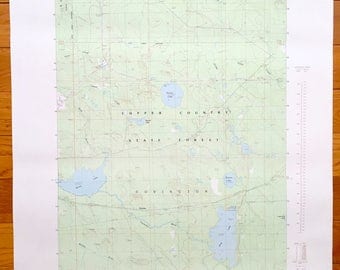 Antique Vermilac, Michigan, 1985 US Geological Survey Topographic Map – Covington, Copper Country State Forest, L'Anse, Worm Lake, Baraga