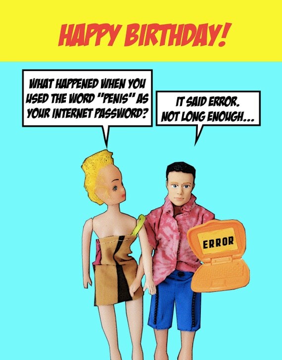 Rude Funny Hilarious Happy Birthday Card Internet Password