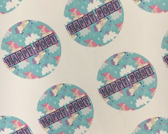 Unicorn Happy Post glossy stickers / Packaging stickers / Custom stickers