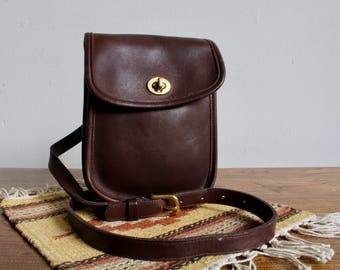 Vintage Coach Brown Leather Crossbody Bag, Satchel, Purse, Handbag, Designer Vintage, 80s, 90s,
