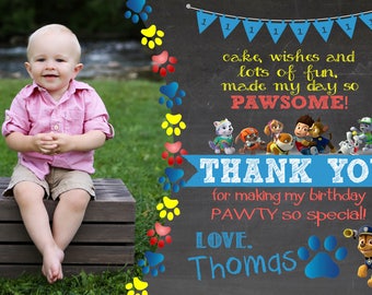 Paw Patrol inspired Thank You Cards, Paw Patrol birthday party Thank You notes