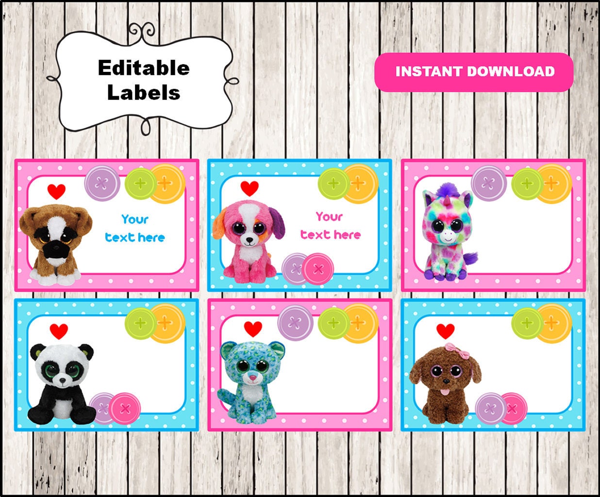 Beanie Boo School label name label name tag sticker Back