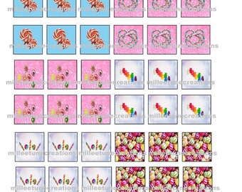 Series 239 - 48 Images Digital sweets cabochons 25 x 25 mm - sending by mail creations