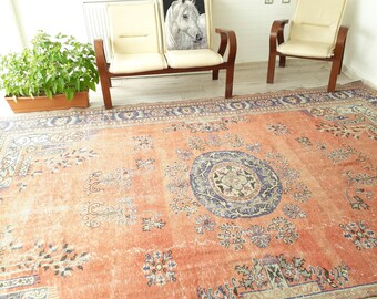 Free shipping! 11.5x8.2 feet Oversize Vintage Turkish Oushak Rug , Large Rug , Wool Rug, Area Rug Interior Design Rug Livingroom Saloon Rug