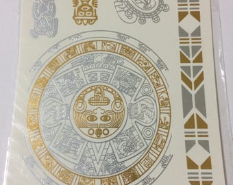 The Rock Dwayne Johnson Samoan Polynesian Tribal Festival Aztec Tattoo - Metallic Flash Tattoo Style #50