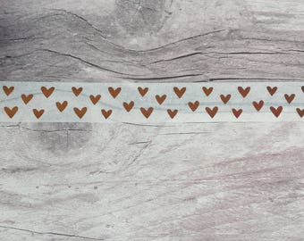 Gold Foil Heart Washi Tape. Valentine's Day Washi. Copper