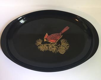 Vintage Couroc of Monterey Robin Oval Serving Tray // 1960's-1970's
