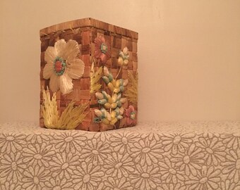 Vintage floral trash can