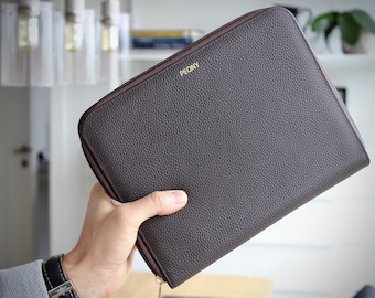 Genuine leather travel wallet - travel organizer - brown OR black