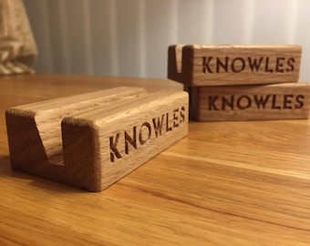 Customisable Oak Wood Business Card Holder - Business Card Holder - Wood Business Card Display - Business Card Stand - Office Supplies
