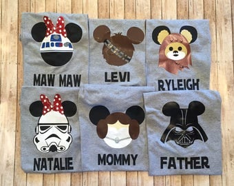 Disney Shirt- Star Wars Shirt -One FREE Name- YoU cHOOSE the CHARACTER Kids and Adult sizes
