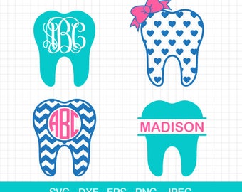Dentist Svg, Teeth Svg, Dentist Tooth Svg, Dentist Monogram Frames Svg, Svg Files, Cut Files for CriCut & Silhouette