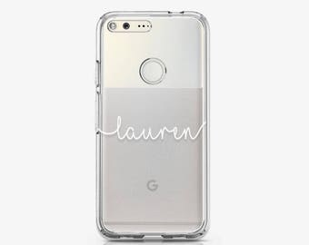Monogram Google Pixel Case Transparent Name Phone Case Personalized Google Pixel XL Case Silicone Custom Case Initial Clear Case ACGP_001