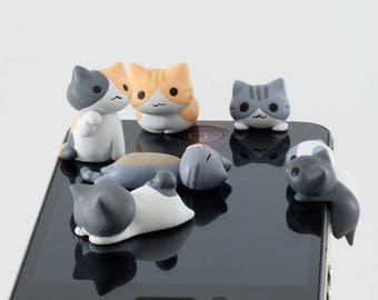 Mini 3.5mm Jack Resin Animal Cartoon Cat Cellphone Charms Earphone, Audio Headphone Anti Crown Dust Plug Mobile Phone Accessories