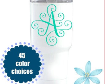Monogram Decal, Yeti Monogram, Monogrammed Initials, Yeti Tumbler Monogram, Yeti Cup Monogram, RTIC Monogram, Ozark Trail Monogram Sticker