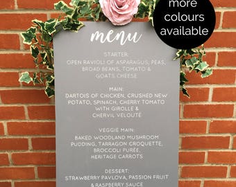 Custom Menu - wooden wedding sign - hand painted calligraphy