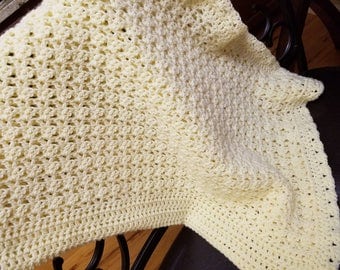 Cream colored Baby Afghan 50 x 43