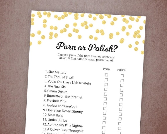 Porn Or Polish Game Printable Bachelorette Party Games Hens