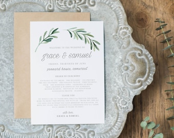 Wedding Programs Instant Download, Wedding Program Template, Printable Wedding Program, Editable Wedding Program Template - KPC02_201