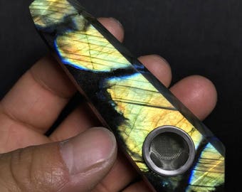 68.1g Labradorite Gemstone Wand smoking pipe