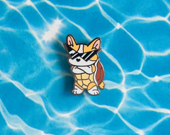 Squirtle Corgi Pin - Hard Enamel Pin - Lapel Pin - Squorgi