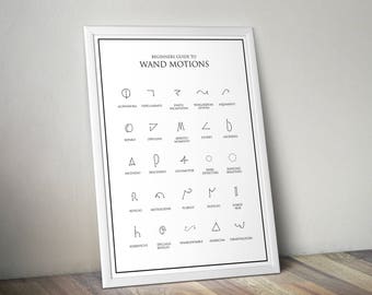 Harry Potter Print, Wand Motions, Harry Potter home decor, Wizarding world, Hogwarts, Poster, Snape, Dumbledore
