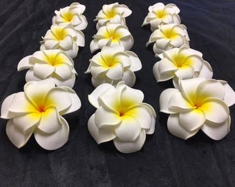 Beautiful Double Hawaiian Plumeria Frangipani Foam Hair Clip Flowers!!
