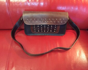 VENTI/Black and Brown Shoulder Bag