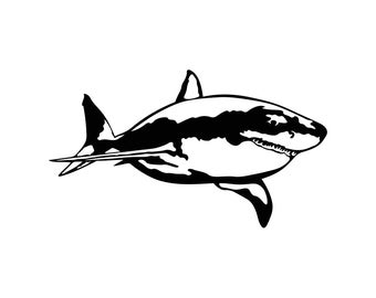 Great White Shark Graphics SVG Dxf EPS Png Cdr Ai Pdf Vector Art Clipart instant download Digital Cut Print File Cricut Silhouette Decal