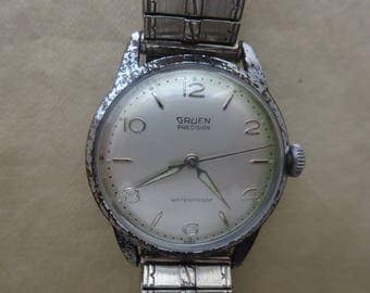 Free Shipping/Gruen Manual Watch/Vintage Gruen Watch/Vintage Gruen Silvertone Watch/Manual Watch/ Silvertone Watch/Gruen Precision Watch