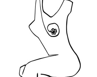 Flower Power print femme woman line ligne nue nude dessin