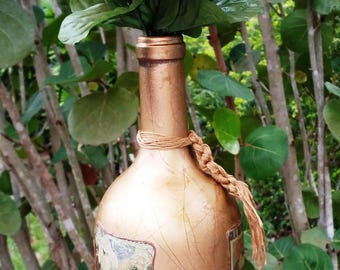 Old Fashion European Decoupage wine bottle
