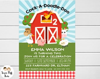 Barnyard Birthday Invitation, Farmyard Birthday Invitation, Barnyard Animals Birthday Invitation, Farm Animals Party Invitation, Farm theme