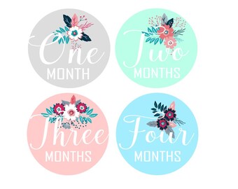 Pastel Flowers Monthly Stickers