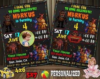Five Nights At Freddy's Invitation, You Print Invitation, FNAF Birthday, Five Nights At Freaddy's Invite, FNAF Themed Birthday Party Invite