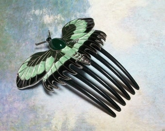 Titanic Rose Butterfly Enamel Hair comb