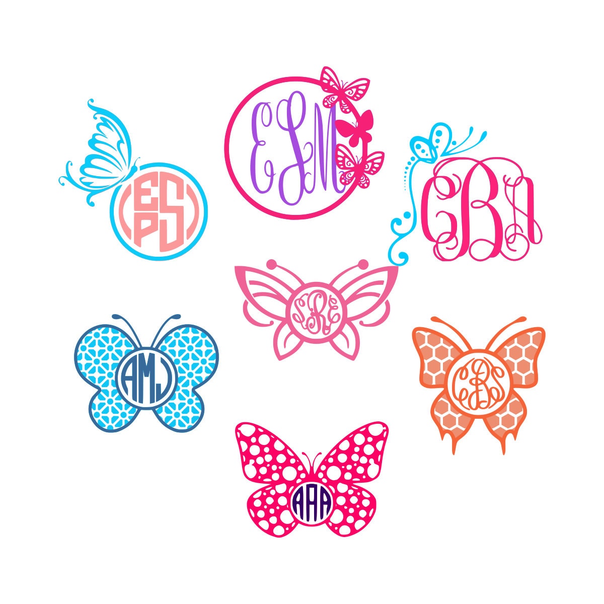 Butterfly Monogram svg Butterfly Frame svg Cut Files Initial