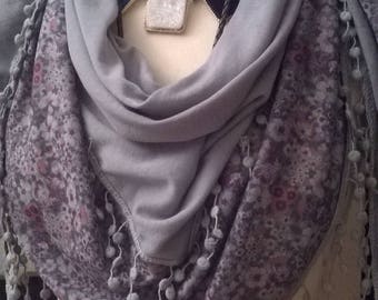 Viscose and gray color crochet scarf