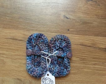 Crocheted newborn Mary Jane booties