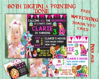 Shopkins Birthday Invitations Shopkins Photo Birthday Party Shopkins Kids Birthday Printable Invitations Shopkins Printable Birthday Card