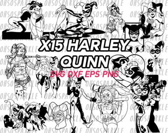 harley quinn svg, clipart, suicide squad, eps, png, dxf, decal, vinyl, stencil, cut files, cameo silhouette, cricut, vector, printable